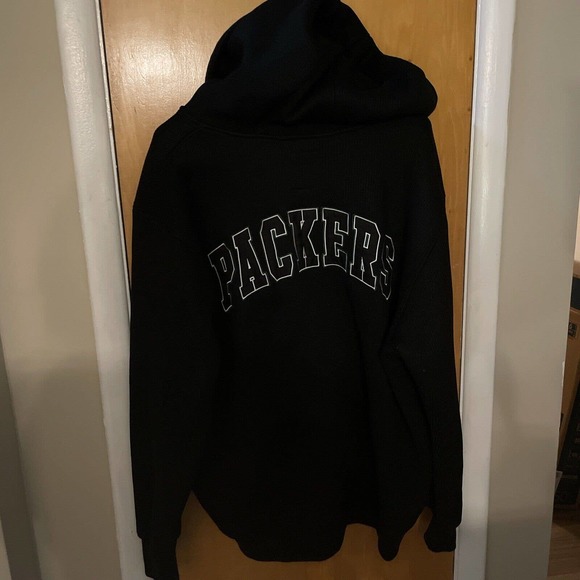 Green Bay Packers Mens SZ XXL NFL Full Zip Hooded Sweatshirt Waffle Knit - Picture 3 of 12